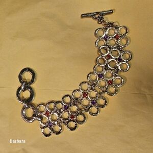 Ton Pascal Gold-tone 3-Row Geometric Chain Link Toggle Bracelet